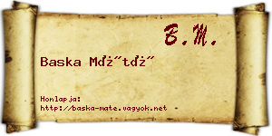 Baska Máté névjegykártya